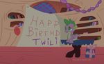  birthday_party book depressed diegotan dragon friendship_is_magic gift library male my_little_pony sad scalie slit_pupils solo spike_(mlp) 