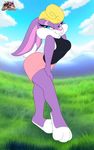  bedroom_eyes binky_bunny breasts clothed clothing female field lagomorph looking_at_viewer rabbit seththedragon skirt solo tiny_toon_adventures warner_brothers 