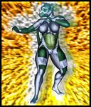  anthro bodysuit breasts charlette female green_skin horn lizard muscles reptile scalie skinsuit wings xrayzebra4 