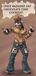  anthro avoid_posting bandanna blancmark borderlands brown_fur brown_hair clothing clydesdale conditional_dnp cookie cosplay english_text equine eyewear facial_hair fur gloves hair hat headset hooves horse jeans male mammal mrawl muscles mustache necklace pants pose solo standing sunglasses text topless 