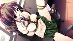  1girl bdsm blue_eyes blush bondage bound brown_hair chair covered_nipples erect_nipples hamashima_shigeo hanamadoka_shino pochi_to_goshujin-sama rope school_uniform 