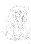  absurdres bad_end blush cleaver greyscale hat highres komeiji_koishi komeiji_satori lineart monochrome sakurano_asahi sitting skirt smirk third_eye touhou yandere 