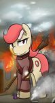  clouds equine female feral fire friendship_is_magic gear gun hair horse mammal my_little_pony pony ppdraw ranged_weapon red_mane rifle short_hair smoke weapon 