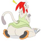  ! absurd_res anthro betelgeusian blush butt caught clothing embarrassed feline hi_res male mammal meow_(space_dandy) pornography solo space_dandy sssonic2 thick_thighs 