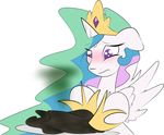  blush cake cooking crown equine female feral food friendship_is_magic fur hair horn horse kryptchild mammal multi-colored_hair my_little_pony pony princess princess_celestia_(mlp) purple_eyes royalty solo white_fur winged_unicorn wings 