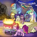  blue_fur cake candle equine female feral fluttershy_(mlp) food friendship_is_magic fur horn horse madmax mammal my_little_pony pegasus pink_fur pinkie_pie_(mlp) pony princess_celestia_(mlp) princess_luna_(mlp) rainbow_dash_(mlp) rarity_(mlp) twilight_sparkle_(mlp) unicorn winged_unicorn wings 