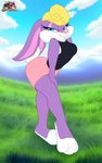  binky_bunny breasts clothed clothing female field lagomorph looking_at_viewer mammal rabbit seththedragon skirt solo tiny_toon_adventures warner_brothers 