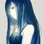  achiki blue blue_hair glitter green_eyes grey_background long_hair original pale_skin simple_background solo sparkle tears 