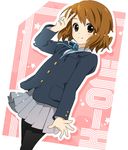  brown_eyes brown_hair hima_(ab_gata) hirasawa_yui k-on! pantyhose school_uniform short_hair solo v 