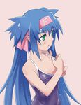  bad_id bad_pixiv_id blue_hair flat_chest green_eyes hairband klan_klein long_hair macross macross_frontier maruto! one-piece_swimsuit pointy_ears solo swimsuit twintails 