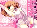  arm_up cute_&amp;_girly_(idolmaster) idolmaster idolmaster_(classic) idolmaster_1 kinoko one_eye_closed open_mouth solo takatsuki_yayoi thighhighs 