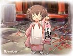  brown_hair child chitose_ame closed_eyes eeeeee fang floral_print happy hifu japanese_clothes kimono november original sandals shichi-go-san smile solo tabi translated 