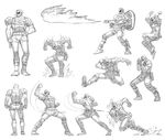  cigar concept_art fighting_game flamethrower greyscale mahito_(tranjistor) male_focus mask monochrome the_comedian watchmen weapon 