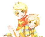  artist_request blonde_hair blue_eyes brown_hair claus lucas mother_(game) mother_3 multiple_boys shirt siblings smile striped striped_shirt twins 
