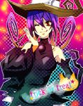  ame_erika bad_id bad_pixiv_id banned_artist blair curly_hair detached_sleeves hat one_eye_closed purple_hair solo soul_eater tongue witch_hat 