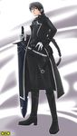  artist_request black black_hair boots braid copyright_request gloves long_hair male_focus omc single_braid solo sword weapon 