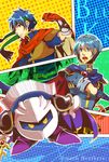  bad_id bad_pixiv_id blue_eyes blue_hair cape fire_emblem fire_emblem:_monshou_no_nazo fire_emblem:_souen_no_kiseki galaxia_(sword) gloves headband highres ike kirby_(series) marth meta_knight multiple_boys open_mouth ramuneumai super_smash_bros. sword tiara weapon 