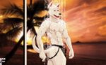  abs anthro anubian_jackal beach biceps big_muscles black_nose bulge canine fabfelipe fangs fur jackal jockstrap male mammal muscles nipples open_mouth pecs pose red_eyes seaside shower silverjackal solo standing sunset teeth tongue topless underwear wet white_fur 