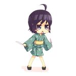  araragi_tsukihi black_eyes black_hair blush_stickers chibi japanese_clothes kimono knife kouji_(campus_life) lowres monogatari_(series) short_hair solo 