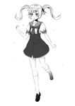  alternate_hairstyle greyscale kouji_(campus_life) long_hair monochrome monogatari_(series) oshino_shinobu solo twintails 