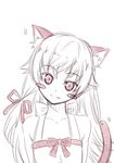  animal_ears bare_shoulders blush_stickers cat_ears cat_tail fang kemonomimi_mode kouji_(campus_life) long_hair lowres monochrome monogatari_(series) oshino_shinobu solo tail 