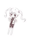  araragi_karen araragi_karen_(cosplay) blush_stickers cosplay kouji_(campus_life) long_hair lowres monochrome monogatari_(series) oshino_shinobu solo twintails 