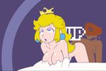  1boy 1girl 1up ahegao animated animated_gif bouncing_breasts breasts crown gameplay_mechanics hat high_heels jewelry lowres mario mario_(series) minus8 nintendo nude orgasm princess_peach sex super_mario_bros. 
