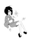  araragi_tsukihi greyscale japanese_clothes kimono kouji_(campus_life) monochrome monogatari_(series) short_hair solo 