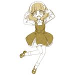  blush_stickers double_v kise_yayoi kouji_(campus_life) lowres monochrome precure short_hair smile_precure! solo v yellow 