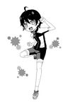  araragi_karen greyscale kouji_(campus_life) monochrome monogatari_(series) short_hair solo 