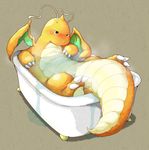  ambiguous_gender bath bathtub blush chubby dragon dragonite feral kinoko nintendo pok&#233;mon solo video_games water wet 