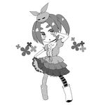  chibi greyscale hat kouji_(campus_life) lowres monochrome monogatari_(series) ononoki_yotsugi pantyhose short_hair solo twintails 