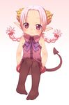  1girl child horns pantyhose pink_eyes pink_hair pixiv_thumbnail pointy_ears resized tail ueno_musashi 