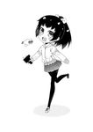  chibi greyscale haiyore!_nyaruko-san kouji_(campus_life) kurei_tamao monochrome pantyhose short_hair solo 