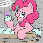  bathtub blue_eyes bubble bubbles equine female feral friendship_is_magic fur hair horse looking_at_viewer mammal my_little_pony pink_fur pink_hair pinkie_pie_(mlp) pony solo strangerdanger 