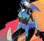 1girl arcee autobot blue_eyes gun mecha_girl transformers transformers_prime weapon 