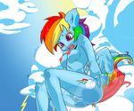  2013 anthrofied anus blue_fur breasts cutie_mark equine female friendship_is_magic hair horse mancharm multi-colored_hair my_little_pony nipples nude open_mouth pegasus pony purple_eyes pussy rainbow_dash_(mlp) rainbow_hair sitting translucent wings worm&#039;s-eye_view 
