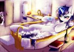  bath bathroom bathtub blush book bottle cub dimwitdog duo equine female feral friendship_is_magic fur green_eyes hair horn horse magic mammal my_little_pony pony purple_hair pussy rarity_(mlp) sibling sisters sweetie_belle_(mlp) two_tone_hair unicorn watching water white_fur young 