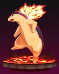  anthro badger fire highres lala molten_rock mustelid nintendo no_humans open_mouth pixiv pok&#233;mon pok&eacute;mon pokemon solo standing typhlosion video_games wolverine 