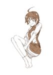  araragi_karen hair_ornament kouji_(campus_life) monochrome monogatari_(series) short_hair solo 