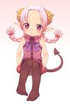  1girl child highres horns pantyhose pink_eyes pink_hair pointy_ears tail ueno_musashi 