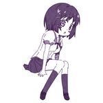  blush_stickers chibi hanekawa_tsubasa kouji_(campus_life) lowres monochrome monogatari_(series) purple school_uniform short_hair solo 