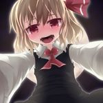  blonde_hair blush drooling girl_on_top hair_ribbon moon open_mouth pov razy_(skuroko) red_eyes ribbon rumia saliva short_hair solo touhou you_gonna_get_eaten 