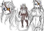  animal_ears armor blue_eyes boots breasts character_sheet chestnut_mouth earrings exaxuxer eyepatch furry genderswap jewelry knee_boots large_breasts league_of_legends long_hair mismatched_legwear navel no_nipples nude pauldrons rengar reverse_grip silver_hair sketch sword tail underboob very_long_hair weapon wolf_ears 