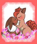  blush canine closed duo eevee eyes eyes_closed feral flower fox kajiura kissing mammal multiple_tails nintendo open_mouth pok&#233;mon pok&eacute;mon red_eyes video_games vulpix 