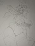  bad_id bad_pixiv_id bonten breasts curvy hair_ornament highres huge_breasts long_hair monochrome pasties plump ponytail sketch smile solo star_pasties tengen_toppa_gurren_lagann thighhighs traditional_media yoko_littner 