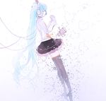  aqua_hair bad_id bad_pixiv_id boots closed_eyes gloves gomi_chiri hatsune_miku headphones long_hair odds_&amp;_ends_(vocaloid) project_diva_(series) project_diva_f solo thigh_boots thighhighs twintails vocaloid 