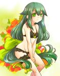  bikini black_bikini frilled_bikini frills gatchaman_crowds green_eyes green_hair long_hair solo swimsuit utsutsu very_long_hair 