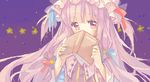  bad_id bad_pixiv_id blue_nails blush book hair_ribbon hat hat_ribbon long_hair nail_polish patchouli_knowledge pf purple_eyes purple_hair ribbon solo touhou very_long_hair 