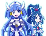  aoki_reika arm_warmers blue blue_eyes blue_hair blue_skirt blush butterfly_hair_ornament choker color_connection cure_aqua cure_beauty hair_ornament hair_tubes head_wings highres jewelry long_hair magical_girl minazuki_karen monyotarosu multiple_girls open_mouth ponytail precure skirt smile smile_precure! tiara vest white_background wide_ponytail wrist_cuffs yes!_precure_5 yes!_precure_5_gogo! 